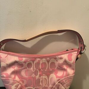 COPY - Coach Pink Monogram Shoulder Bag with Curved Strap